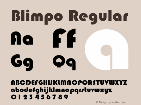 Blimpo Regular Altsys Fontographer 3.5  7/8/96 Font Sample