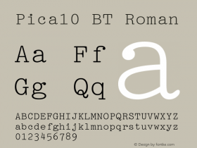 Pica10 BT Roman mfgpctt-v4.4 Dec 29 1998 Font Sample