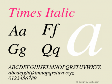 Times Italic 3.5a3 Font Sample