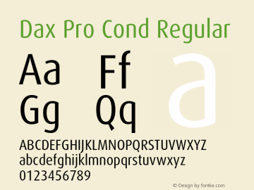 DaxPro-CondRegular Version 7.504; 2006 Font Sample
