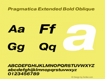Pragmatica Extended Bold Oblique Version 2.000 Font Sample