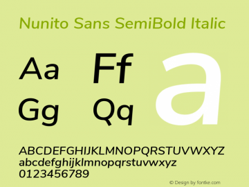 Nunito Sans SemiBold Italic Version 2.000 Font Sample