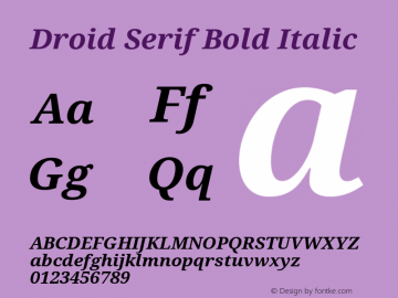 Droid Serif Bold Italic Version 1.00 build 112 Font Sample