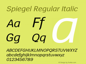 Spiegel Regular Italic Version 3.005 Font Sample