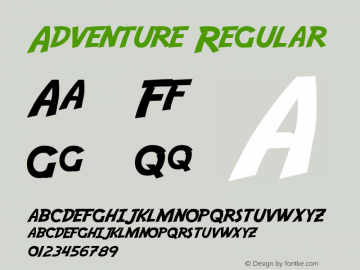 Adventure Version 3.00 June 30, 2014 Font Sample