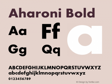 Aharoni Bold Version 6.01 Font Sample
