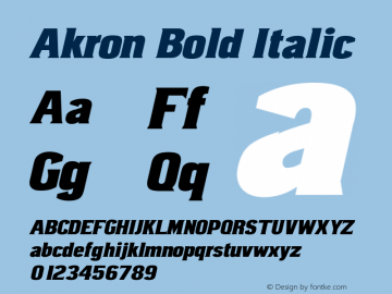 Akron-BoldItalic Version 001.901图片样张