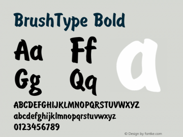 BrushType Bold Converted from t:\BRU___BN.BF1 by ALLTYPE图片样张