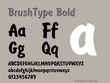 BrushType Bold Converted from t:\BRU___BN.BF1 by ALLTYPE Font Sample