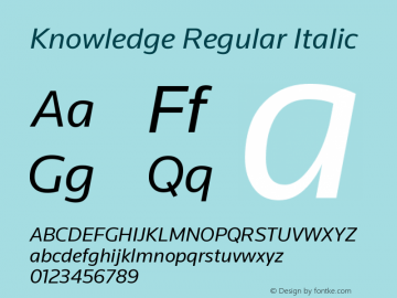 Knowledge-RegularItalic 1.000 Font Sample