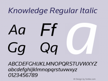 Knowledge-RegularItalic 1.000 Font Sample