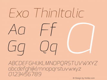 Exo Thin Italic Version 1.00 Font Sample