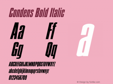 Condens Bold Italic Converted from t:\CND___BI.BF1 by ALLTYPE Font Sample