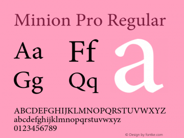 MinionPro-Regular Version 2.111;PS 2.000;hotconv 1.0.70;makeotf.lib2.5.58329 Font Sample