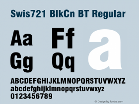 Swis721 BlkCn BT Version 1.0 Extracted by ASV http://www.buraks.com/asv Font Sample