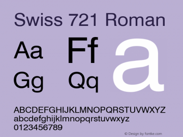 Swiss 721 Version 003.001 Font Sample