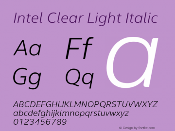 Intel Clear Light Italic Version 2.100 Font Sample