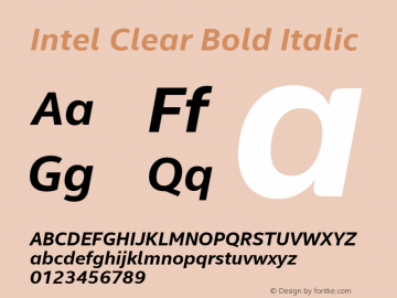 Intel Clear Bold Italic Version 2.100 Font Sample