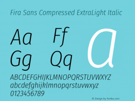 Fira Sans Compressed ExtraLight Italic Version 4.201图片样张