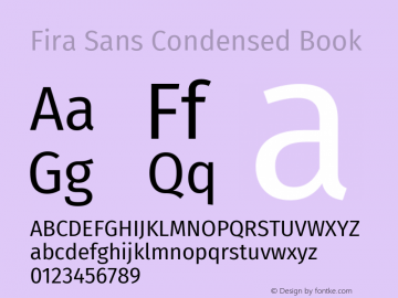 Fira Sans Condensed Book Version 4.204 Font Sample