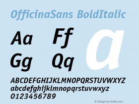 OfficinaSans BoldItalic Macromedia Fontographer 4.1 9/7/06 Font Sample