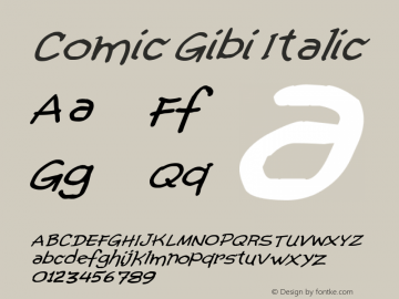 Comic Gibi Italic Version 1.00 June 19, 2013, initial release图片样张