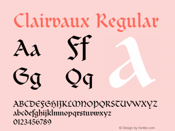 Clairvaux Regular Version 001.000 Font Sample