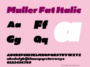 Muller-FatItalic Version 1.000;PS 001.000;hotconv 1.0.88;makeotf.lib2.5.64775 Font Sample