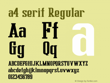 a4 serif Version 1.00 July 30, 2013, initial release Font Sample