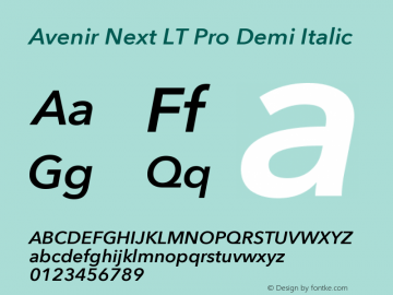 AvenirNextLTPro-DemiItalic Version 1.000;PS 001.001;hotconv 1.0.56图片样张