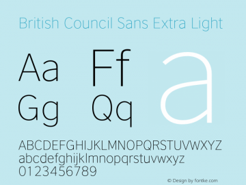 British Council Sans XLight 2.2 Latin Extended Font Sample