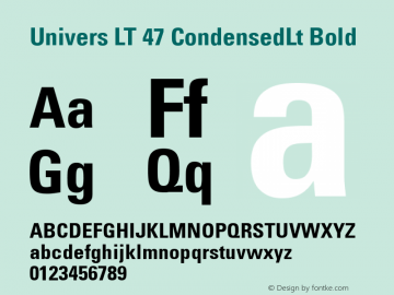 Univers LT 67 Condensed Bold Version 6.02 Font Sample