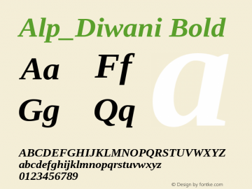 Alp_Diwani Bold Version 4.20 April 5, 2011 Font Sample