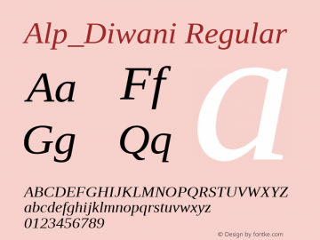 Alp_Diwani Version 4.20 April 5, 2011 Font Sample