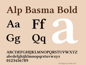 Alp Basma Bold Version 4.20 April 3, 2011 Font Sample