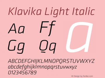 Klavika-LightItalic Version 3.003图片样张