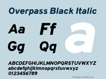 Overpass Black Italic Version 3.000;DELV;Overpass; ttfautohint (v1.5) Font Sample