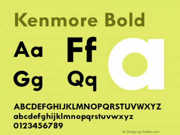 Kenmore-Bold Version 002.000 Font Sample