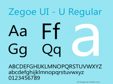 Zegoe UI - U Version 5.00 Font Sample