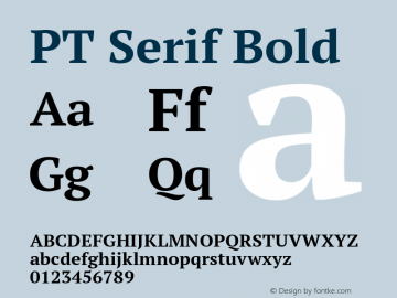 PT Serif Bold Version 1.001W Font Sample