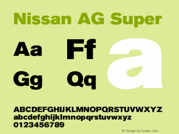 NissanAG-Super Version 001.001; t1 to otf conv Font Sample