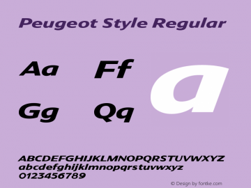 PeugeotStyle Version 001.001 Font Sample