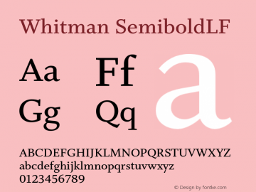 Whitman-SemiboldLF Version 1.0 Font Sample