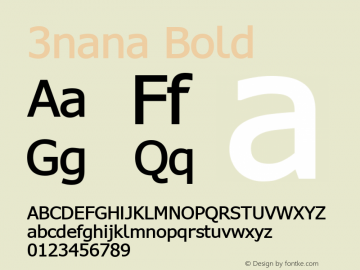Threenana-Bold Version 3.015 Font Sample