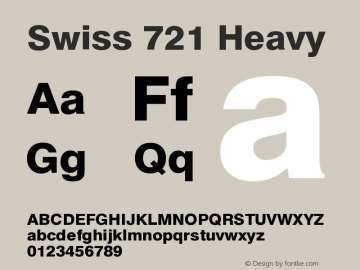 Swiss 721 Heavy Version 003.001 Font Sample