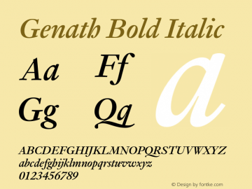 Genath-BoldIta Version 001.000 Font Sample