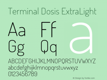 TerminalDosis-ExtraLight Version 1.006 Font Sample