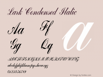 Lark-CondensedItalic Version 1.000 Font Sample