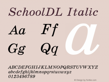 SchoolDL Italic Version 1.0 Font Sample