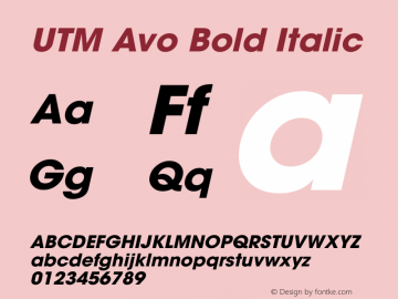UTM Avo Bold Italic Version 1.00 July 30, 2009, initial release图片样张